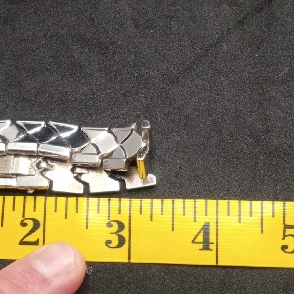 Trifari Silver Geometric Heavy Bracelet
